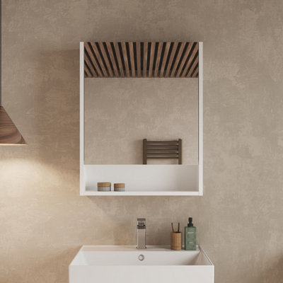 Banyetti Mino 600mm 1 Door Mirror CabinetGloss White from B&Q