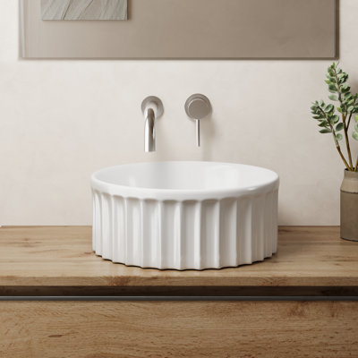 Banyetti Vasca 380mm Round Fluted Countertop BasinGloss White from B&Q