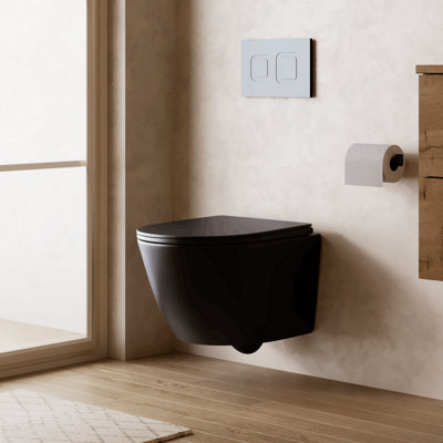 Banyetti Scene Rimless Wall Hung ToiletMatt Black from B&Q