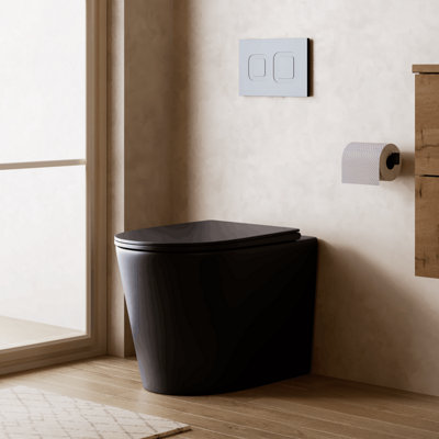 Banyetti Scene Rimless Back To Wall ToiletMatt Black from B&Q