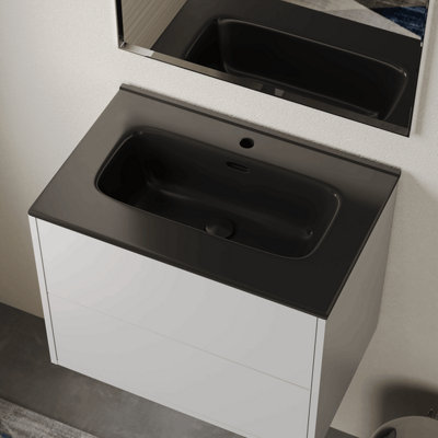 B&Q -  Athena Ceramic 600mm Basin SinkMatt Black