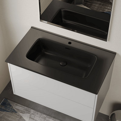 B&Q -  Athena Ceramic 800mm Basin SinkMatt Black