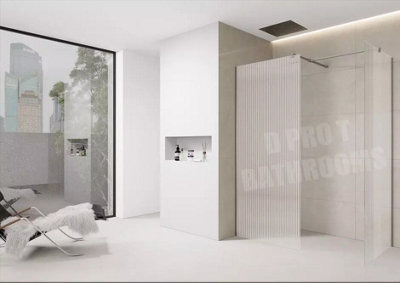 D Pro T Bathrooms Fluted Shower Wetroom Screen 800mm With 900mm End Panel Chrome Trim from B&Q