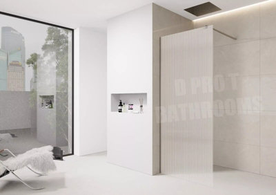 D Pro T Bathrooms Fluted Shower Wetroom Screen 800mm Chrome Trim from B&Q