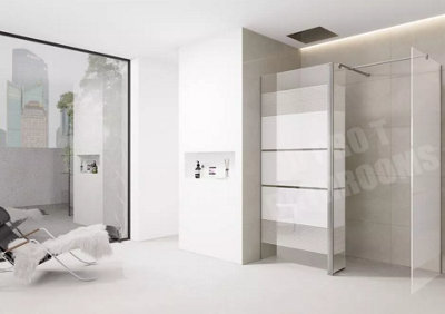 D Pro T Bathrooms White Print Shower Wetroom Screen 1000mm With 700mm End Panel And Flipper Chrome Trim from B&Q