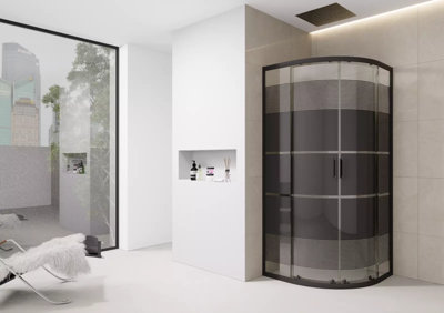 D Pro T Bathrooms 900mm Bathroom Quadrant Shower Enclosure Black Print Glass With High Polished Trim from B&Q