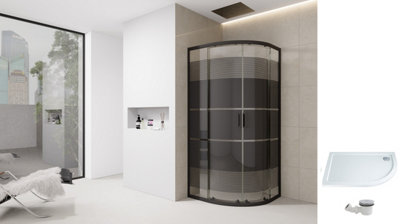 D Pro T Bathrooms Black Print 800mm Quadrant Shower Enclosure With Tray And Free Waste from B&Q