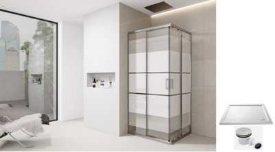 D Pro T Bathrooms Print 700Mm Corner Shower Enclosure With Tray And Free Waste White