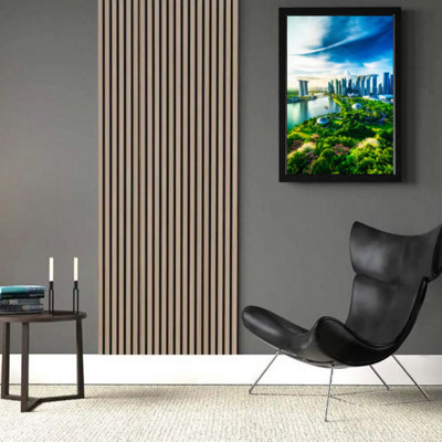 B&Q -  Acoustic Wall Panel Light Walnut X 3 Timber Oak Slatted 3D 2400X600