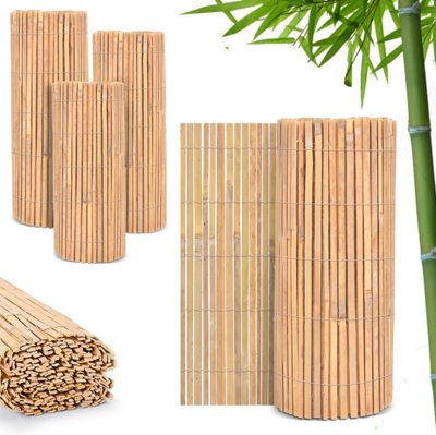  - Natural Bamboo Slat Fence Roll 1.2M X 4M Garden Screening Privacy Panel For FencesPatios And Balconies