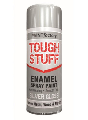 Pf Tough Stuff Enamel Silver Gloss Paint 400Ml Can Durable Finish2581 from B&Q