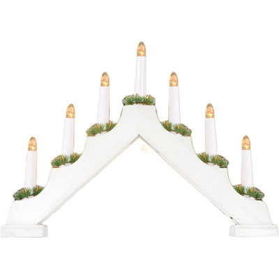  - Wooden Led Candle Bridge With Timer Christmas DecorationWhite