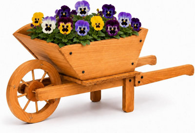  - Wooden Wheelbarrow Flower Planter For GardensPatios & Outdoor Displays