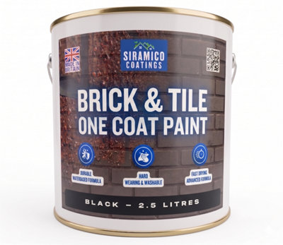Siramico Coatings Brick & Tile PaintBlackMatt 2.5 Litres from B&Q
