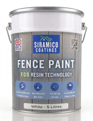 B&Q -  Premium One Coat Fence Paint5 LitresWaterbased Eco Resin TechnologyIce White