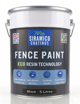 B&Q -  Premium Fence Paint5 LitresWaterbased Eco Resin TechnologyDeep Black