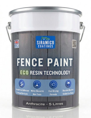 B&Q -  Premium Anthracite Grey Fence Paint5 LitresWaterbased Eco Resin Technology