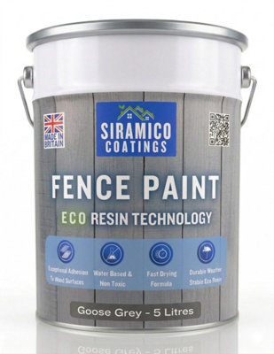 B&Q -  Premium Goose Grey Fence Paint5 LitresWaterbased Eco Resin Technology With Uv Protection
