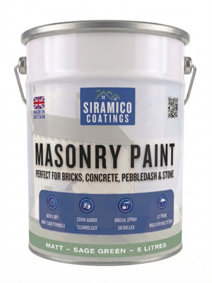 B&Q -  Masonry Paint5 L Waterbased Eco Resin Technology Smooth Matt Finish 10 Year Colour GuaranteeSage Green