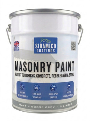 B&Q -  Masonry Paint5 L Waterbased Eco Resin Technology Smooth Matt Finish 10 Year Colour GuaranteeGoose Grey