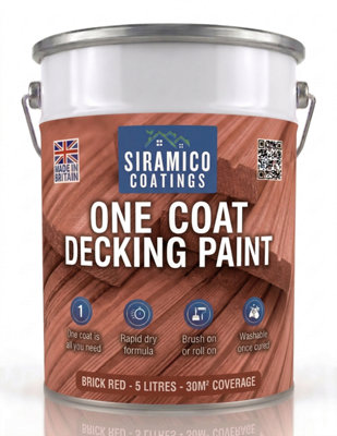 Siramico Coatings Dark/Grey One Coat Anti-Slip Premium Decking Paint & Sealer - 5 Litres - Mould & Uv Resistant Formula 30M²