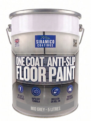 B&Q -  One Coat Anti-Slip Floor Paint5 LitresMid Grey