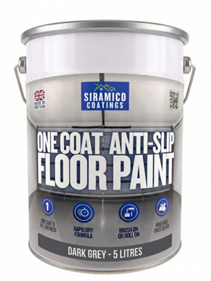 B&Q -  One Coat Anti-Slip Floor Paint5 LitresWaterbasedQuick Drying FormulaDark Grey - Image 3