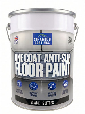 B&Q -  One Coat Anti-Slip Floor Paint5 LitresWaterbasedQuick Drying FormulaBlack