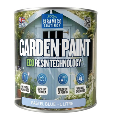 B&Q -  Garden Paint 1LEco Resin Premium One Coat For Garden FurniturePastel Blue