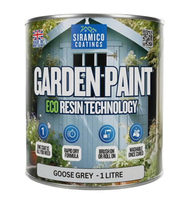 B&Q -  Garden Paint 1LEco Resin Premium One Coat For Garden FurnitureGoose Grey