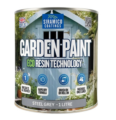SIRAMICO COATINGS Garden Paint – 1 Litre - Eco Resin Premium One Coat Garden Paint for Garden Furniture (Steel Grey) - Image 3