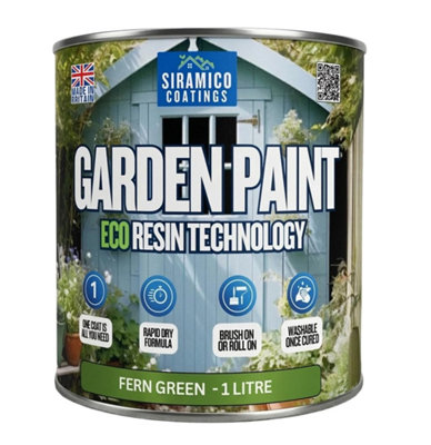B&Q -  Garden Paint 1LEco Resin Premium One Coat For Garden FurnitureFern Green