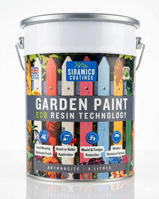 B&Q -  Garden Paint 5LEco Resin Premium One Coat For Garden Furniture Anthracite