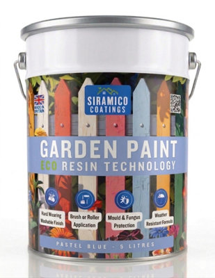 Siramico Coatings Garden Paint 5LEco Resin Premium One Coat For Garden Furniture Pastel Blue