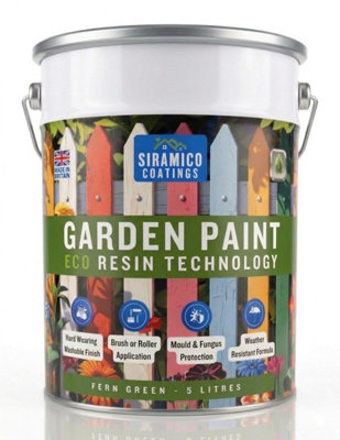 Siramico Coatings Garden Paint 5LEco Resin Premium One Coat For Garden Furniture Fern Green