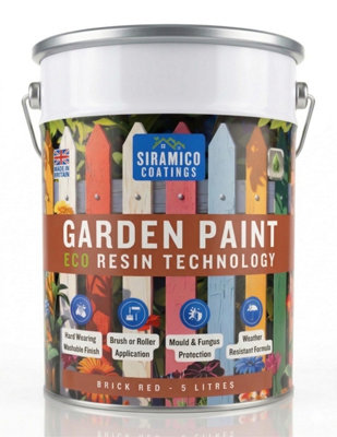 Siramico Coatings Garden Paint 5LEco Resin Premium One Coat For Garden FurnitureBrick Red