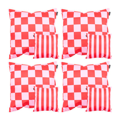 icon Indoor And Outdoor Checkerboard Waterproof Filled Cushion Pink 4X from B&Q