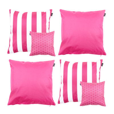 icon Indoor And Outdoor Waterproof Filled Cushion 2X Deck Chair Stripe Pink & 2X Pink from B&Q