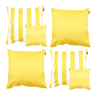 icon Indoor And Outdoor Waterproof Filled Cushion 2X Deck Chair Stripe Yellow & 2X Yellow from B&Q