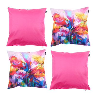 icon Indoor And Outdoor Waterproof Filled Cushion 2X Oil Paint & 2X Pink from B&Q