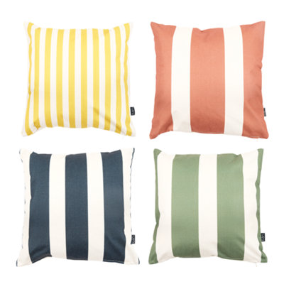 icon Indoor And Outdoor Kyoto Fabric Waterproof Filled Cushion X1 Black X1 Green X1 Yellow X1 Burnt Orange Deck Stripe from B&Q
