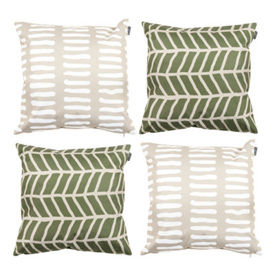 icon Indoor And Outdoor Mark Making Waterproof Filled Cushion 2X Khaki And 2X Stone from B&Q