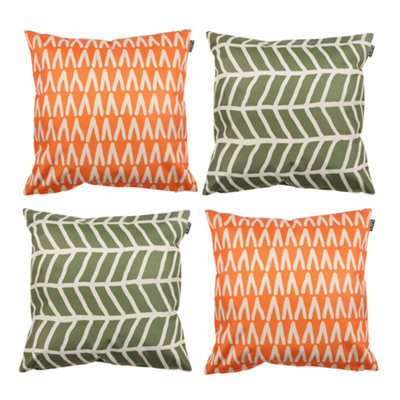 icon Indoor And Outdoor Mark Making Waterproof Filled Cushion 2X Khaki & 2X Burnt Orange from B&Q