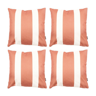 icon Indoor And Outdoor Striped Waterproof Filled Cushion Burnt Orange Set Of 4 from B&Q
