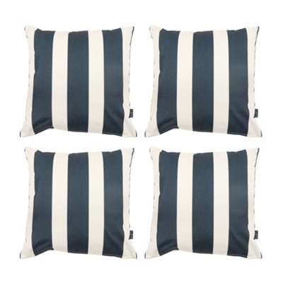 icon Indoor And Outdoor Striped Waterproof Filled Cushion Black Set Of 4 from B&Q