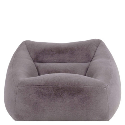B&Q -  Natalia Rabbit Faux Fur Armchair Bean BagLight Grey