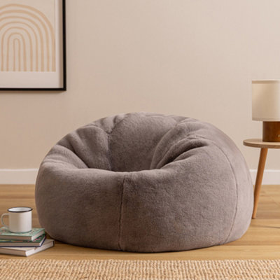 Icon Kingston Rabbit Faux Fur Classic Dome Bean BagLight Grey from B&Q