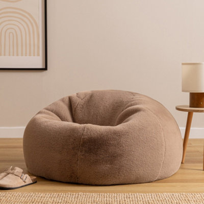 Icon Kingston Rabbit Faux Fur Classic Dome Bean BagMocha Brown from B&Q