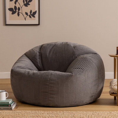 B&Q -  Kingston Xl Jumbo Cord Classic Dome Bean BagCharcoal
