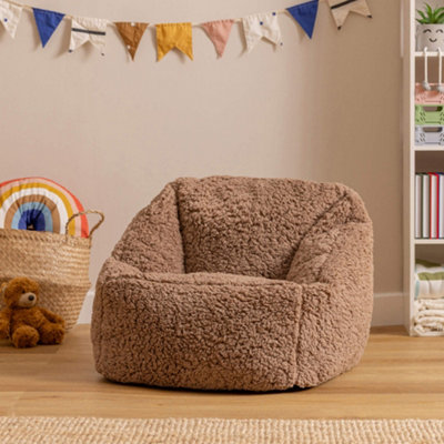 Icon Kids Natalia Teddy Berber Fleece Armchair Bean BagMocha Brown from B&Q